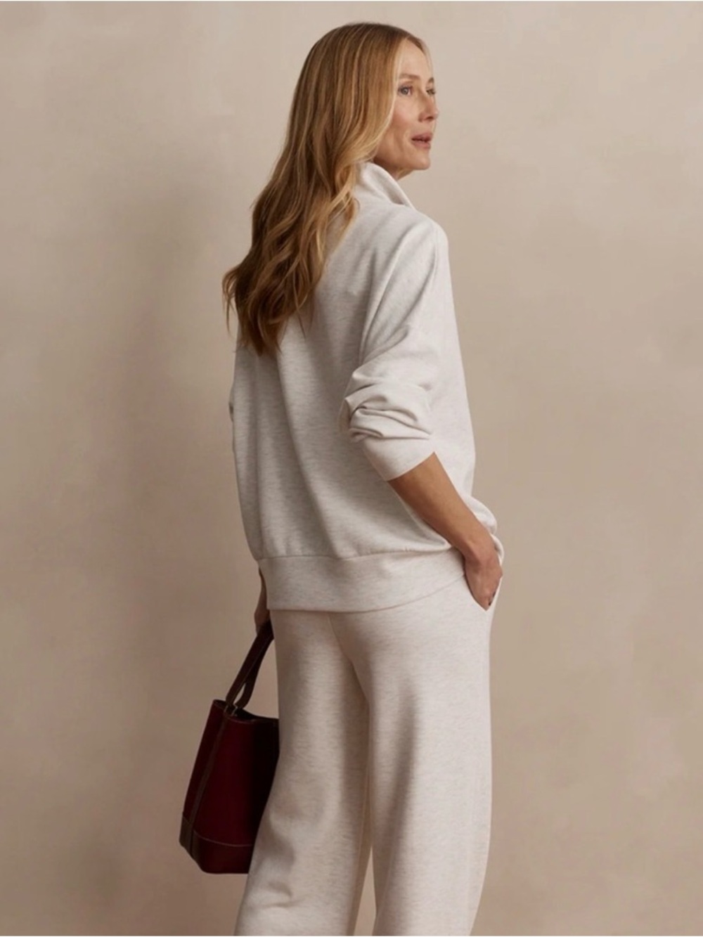 Varley Hawley Half Zip Pullover Light Beige/Cream